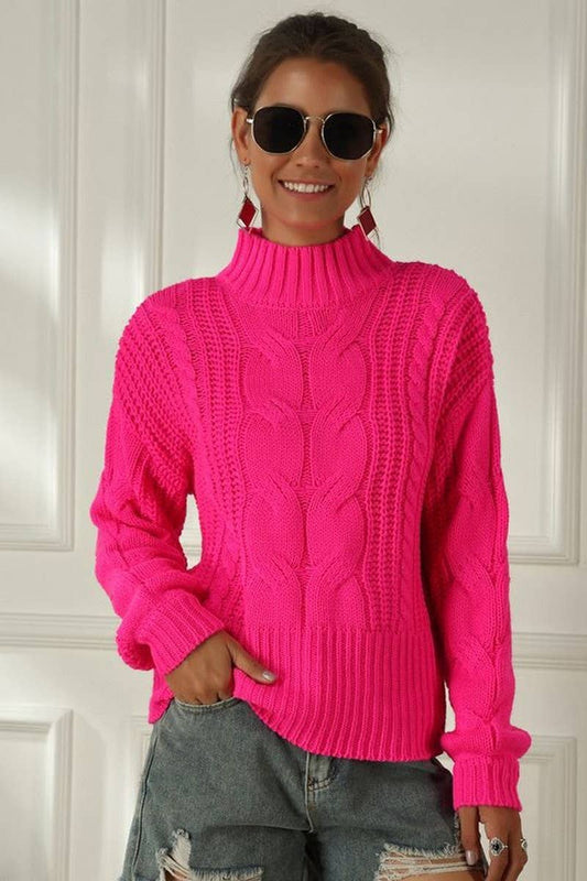 CWOSWL2688_NEON CABLE MOCK NECK SWEATER