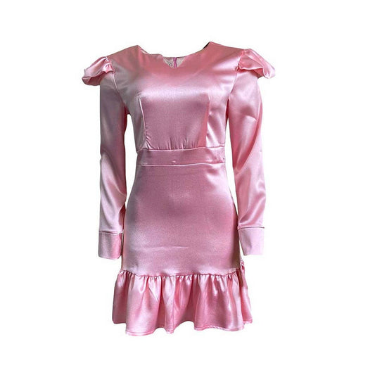 AUTUMN AND WINTER PLUS SIZE RUFFLED HEM HIP DRESS_CWDSD6166