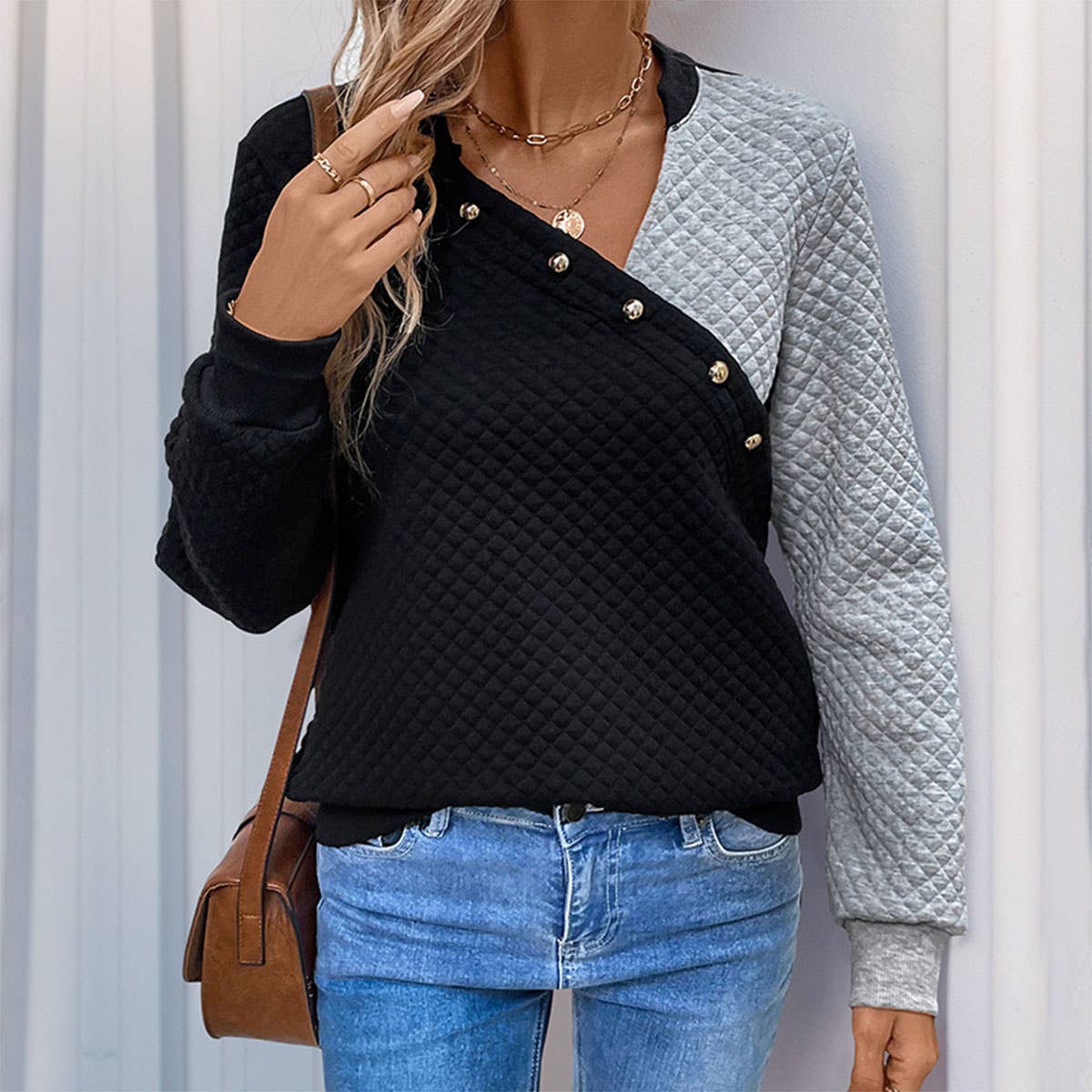 Color matching hoodie pullover stand collar hoodie