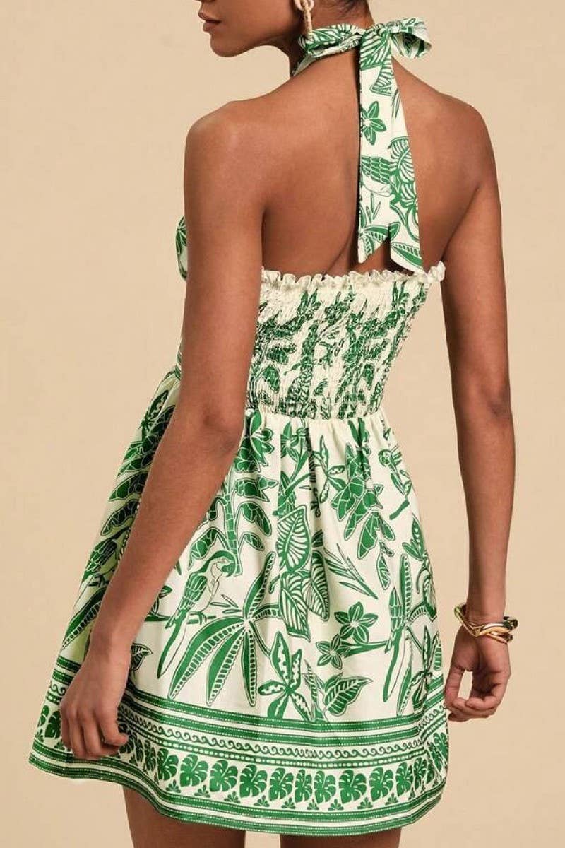 CWDHL01112_RETRO CORSETED FLORAL HALTER DRESS