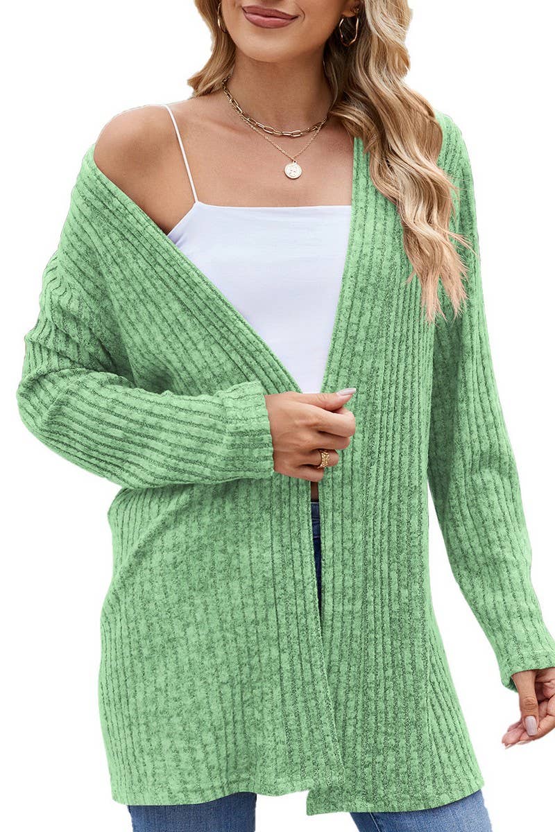 CWOCAL1917_LONG-SLEEVED FITTING BRUSHED KNITTED CARDIGAN