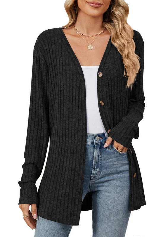 CWOCAL2269_AUTUMN AND WINTER BUTTON KNIT CARDIGAN