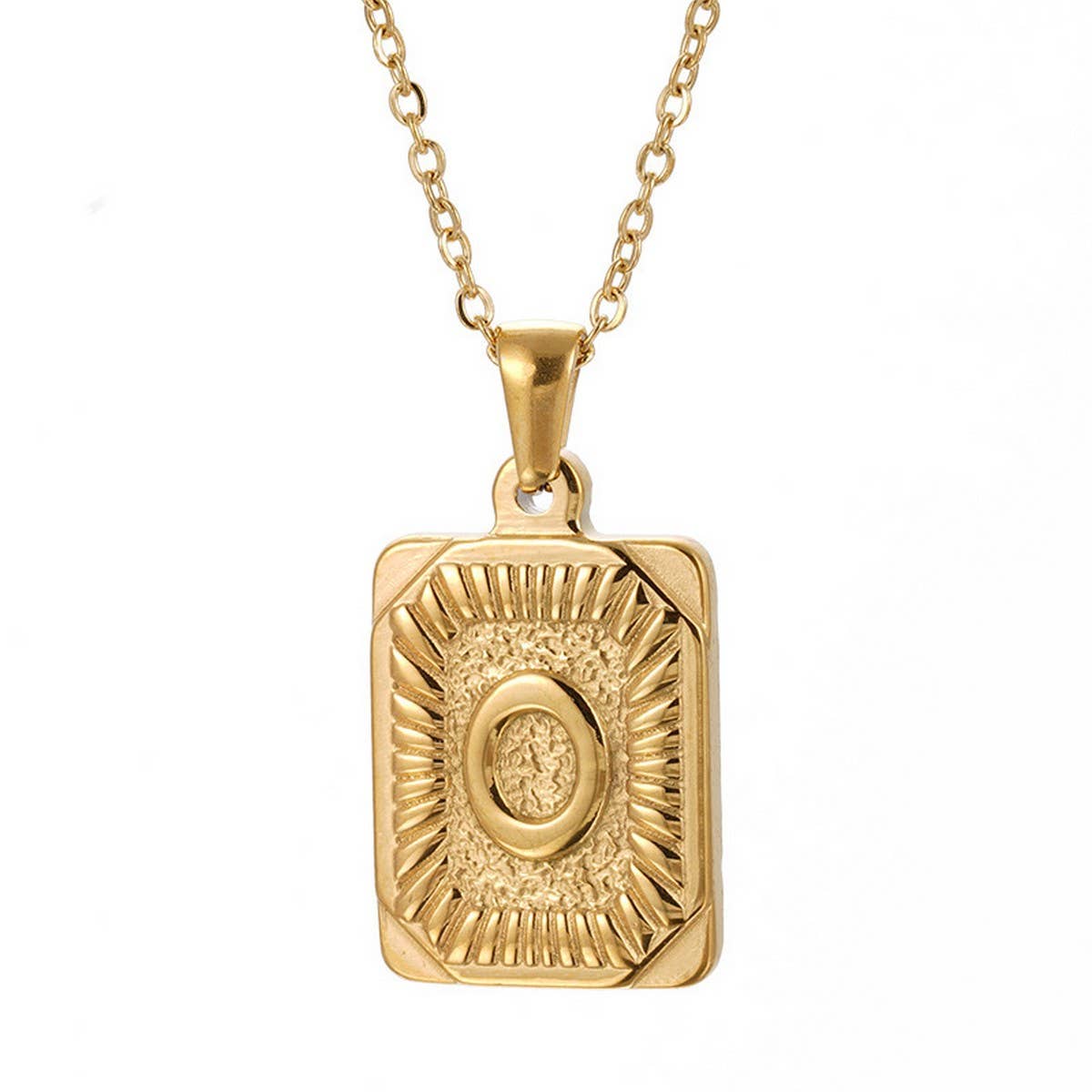 CWAJE1937_Square Stainless Steel Letter Fashion Necklace