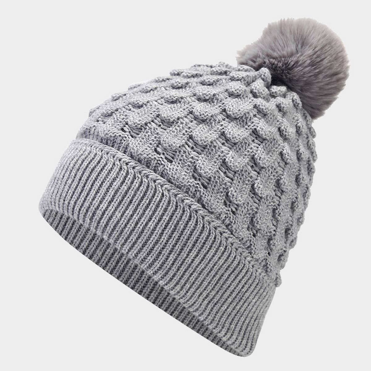 NEW PINEAPPLE PATTERN POM POM KNITTED HAT_CWAH1612