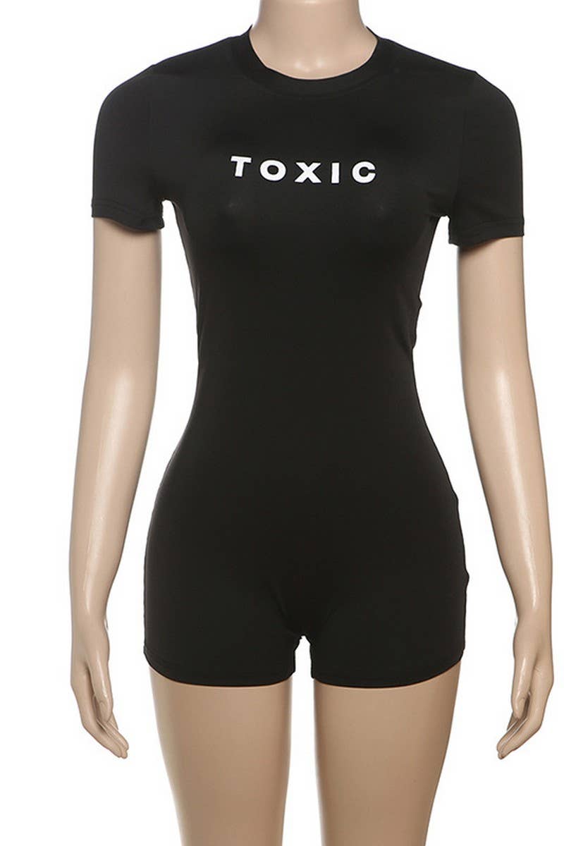 CWSBSS0070_SIMPLE CASUAL LETTER PRINT JUMPSUIT SHORTS