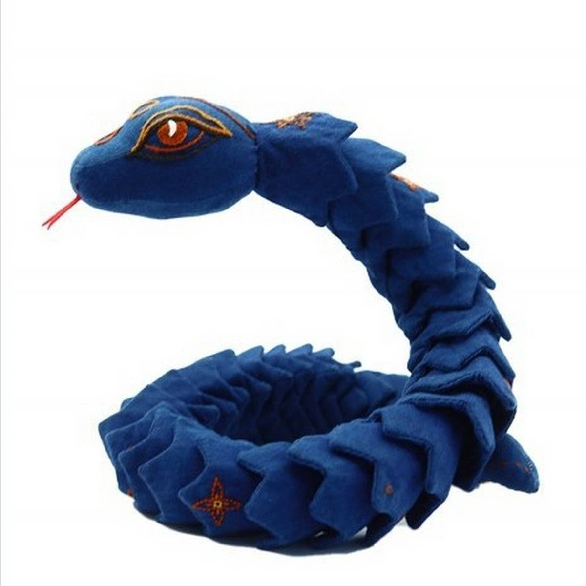 Handmade Indigo Dyed Embroidered Snake Plush
