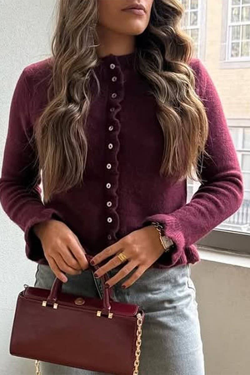 CWOCAL00776_SOLID COLOR RUFFLED KNITTED BUTTON TOP