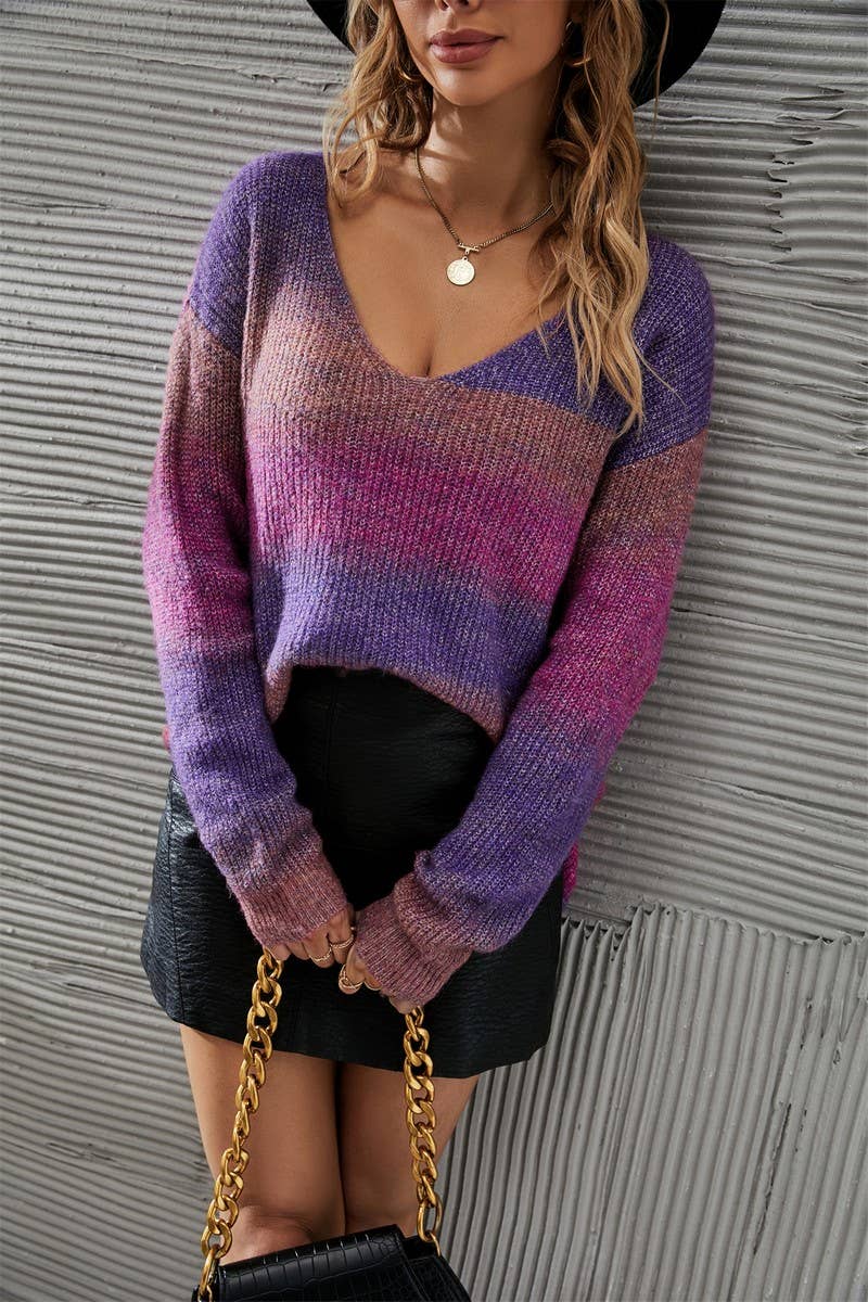 CWOSWL3171_TIE-DYED IRREGULAR GRADIENT KNITTED SWEATER