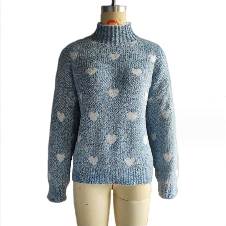 CHENILLE LOVE HALF TURTLENECK FASHION KNITWEAR