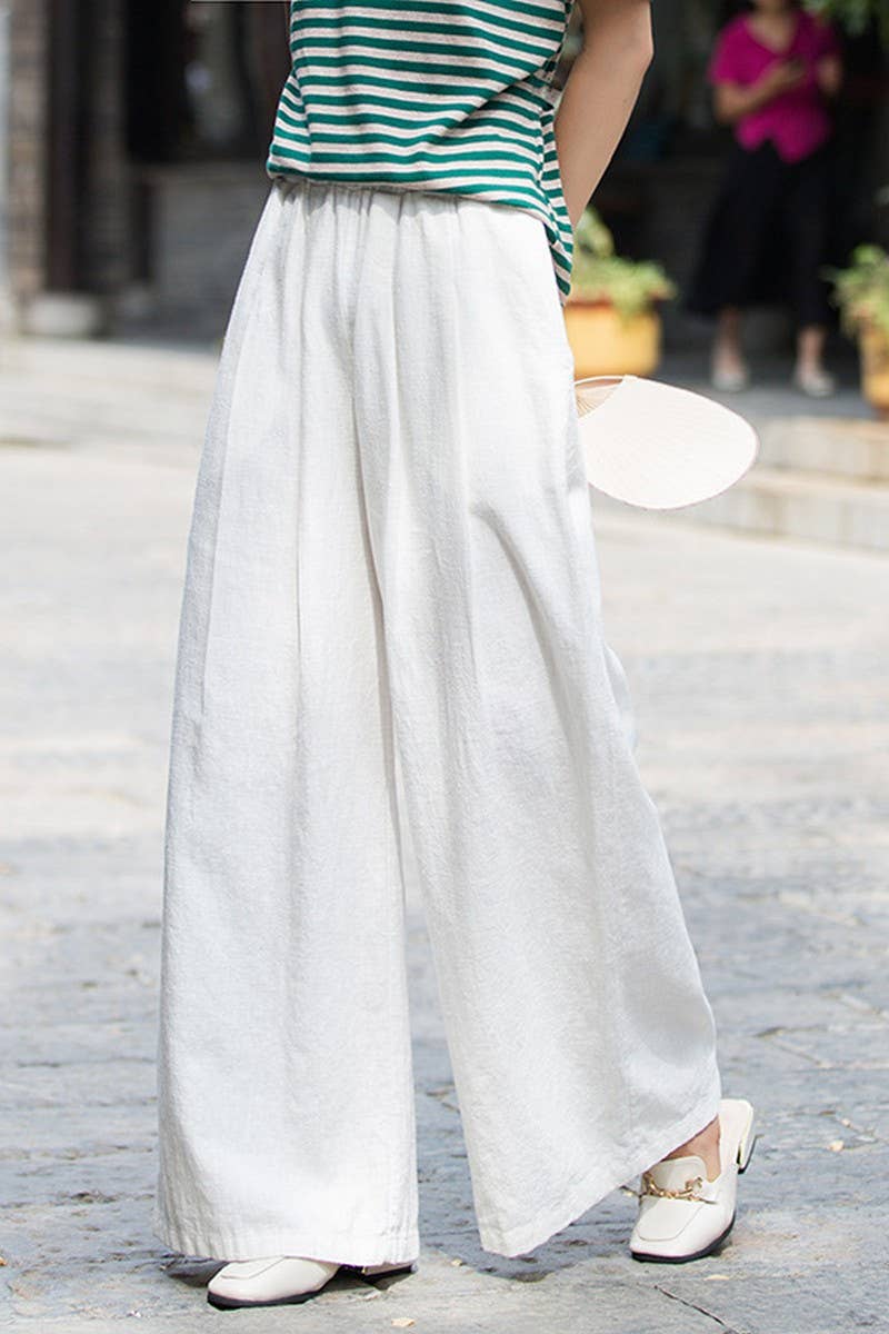 CWBLP1378_LINEN AND COTTON SAND-WASHED WIDE-LEG PANTS