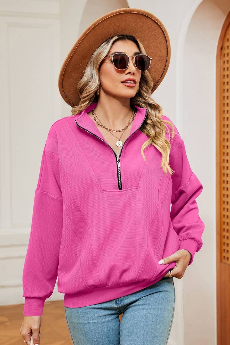 CWOHOL0988_LONG-SLEEVED HOODIE WITH LAPEL ZIP POCKET