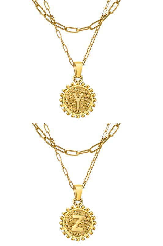 DOUBLE CHAIN INITIALS PENDANT NECKLACE