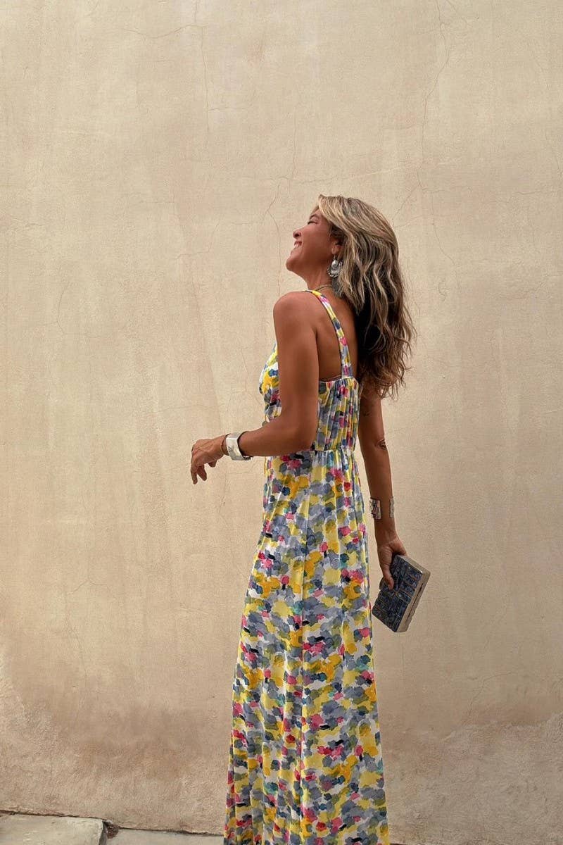 CWDMD5926_SUMMER V-NECK SLIM SUSPENDER LONG DRESS