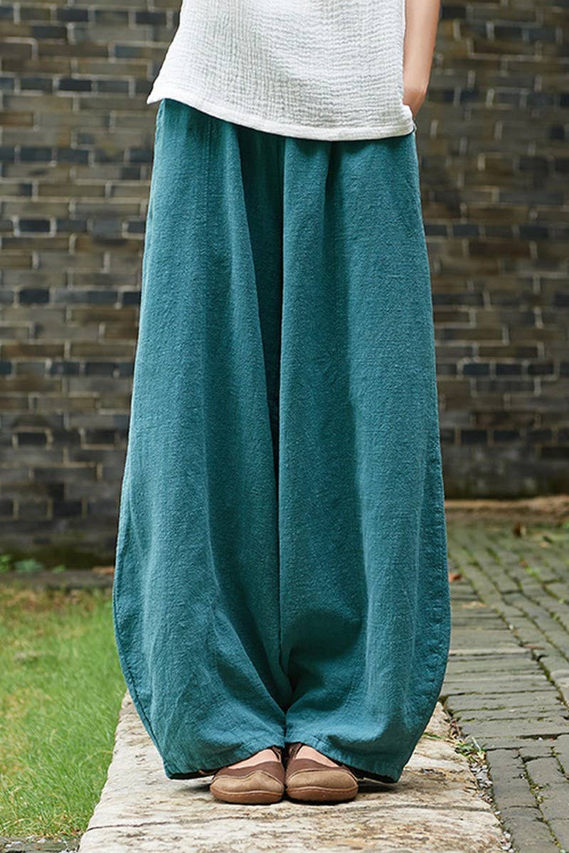 CWBLP1375_COTTON AND LINEN WASHED LOOSE CASUAL BLOOMERS