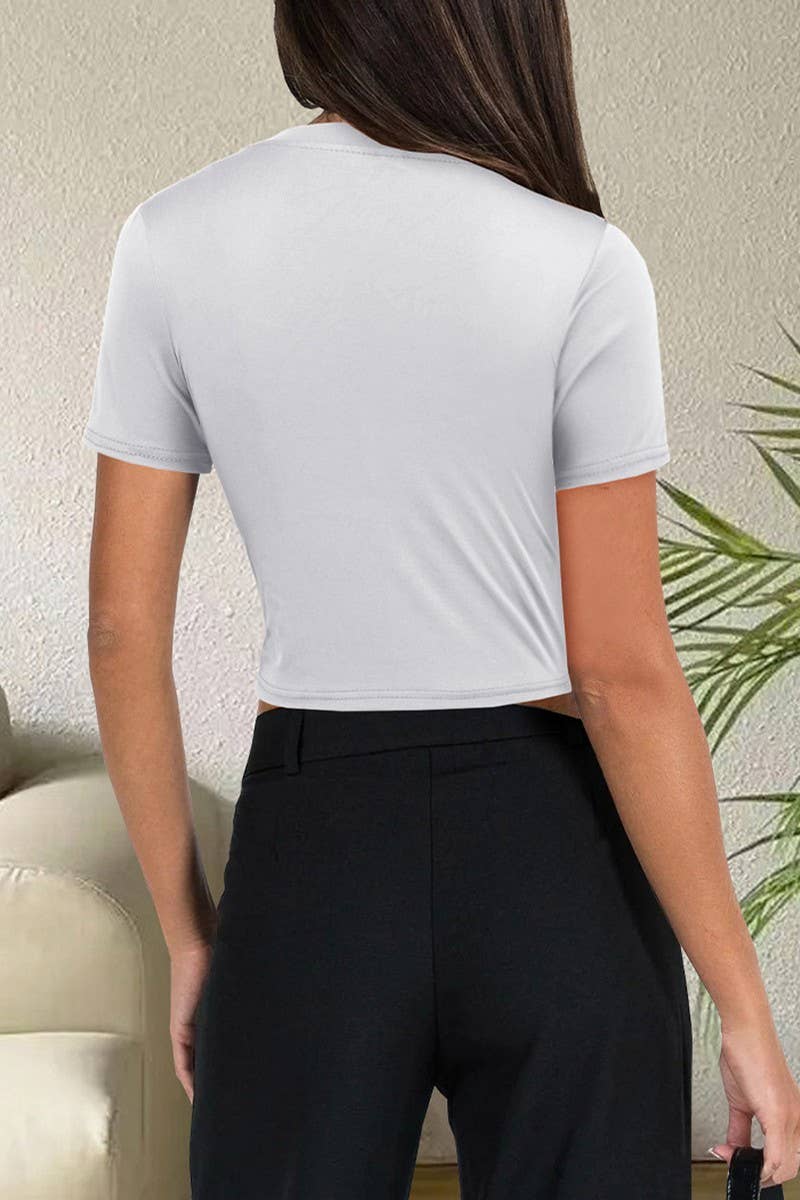 CWTBLS2251_RIBBED KNIT SLIM FIT CROP SHORT SLEEVE TOP