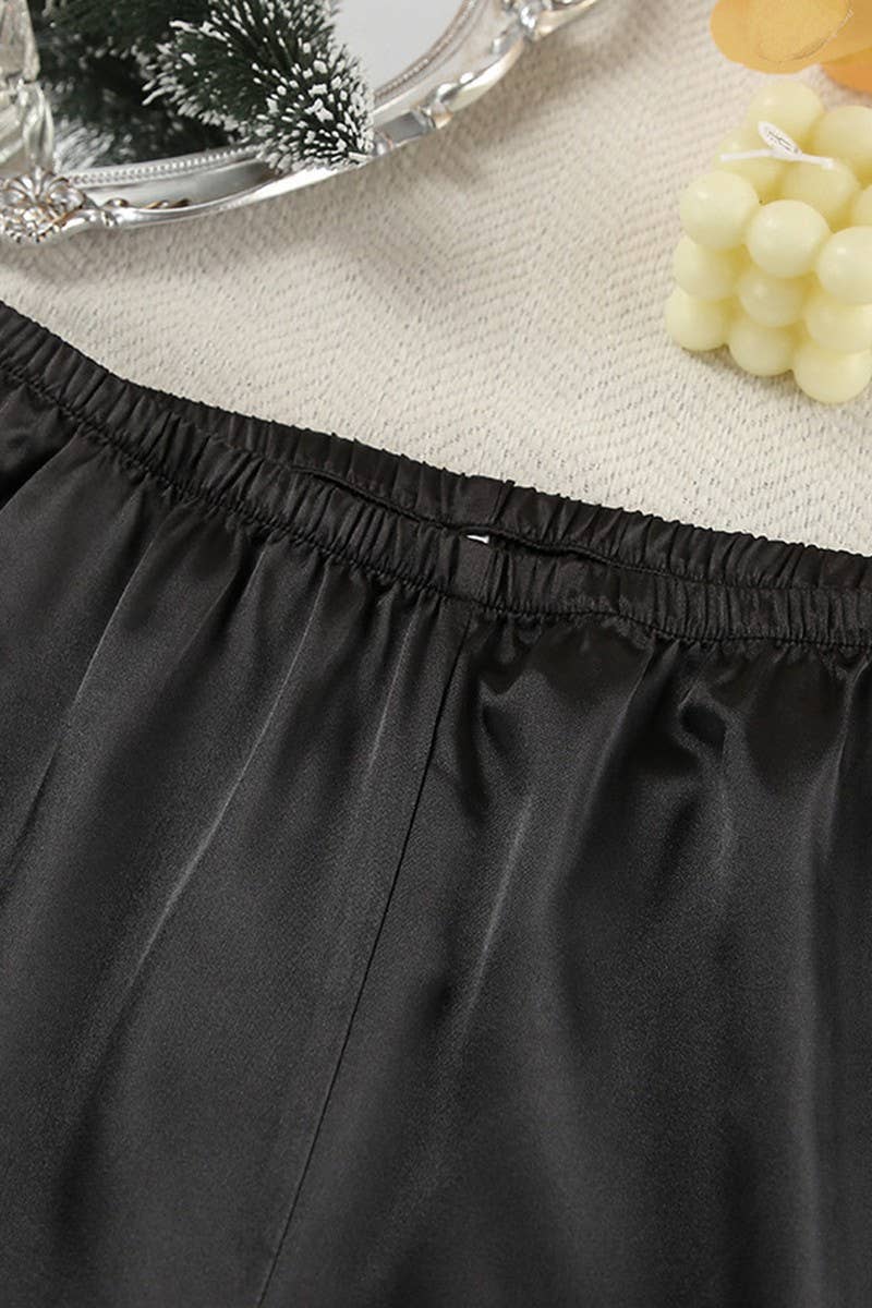 CWSPJ0320_SATIN STITCHING FEATHER PAJAMAS TWO-PIECE SET