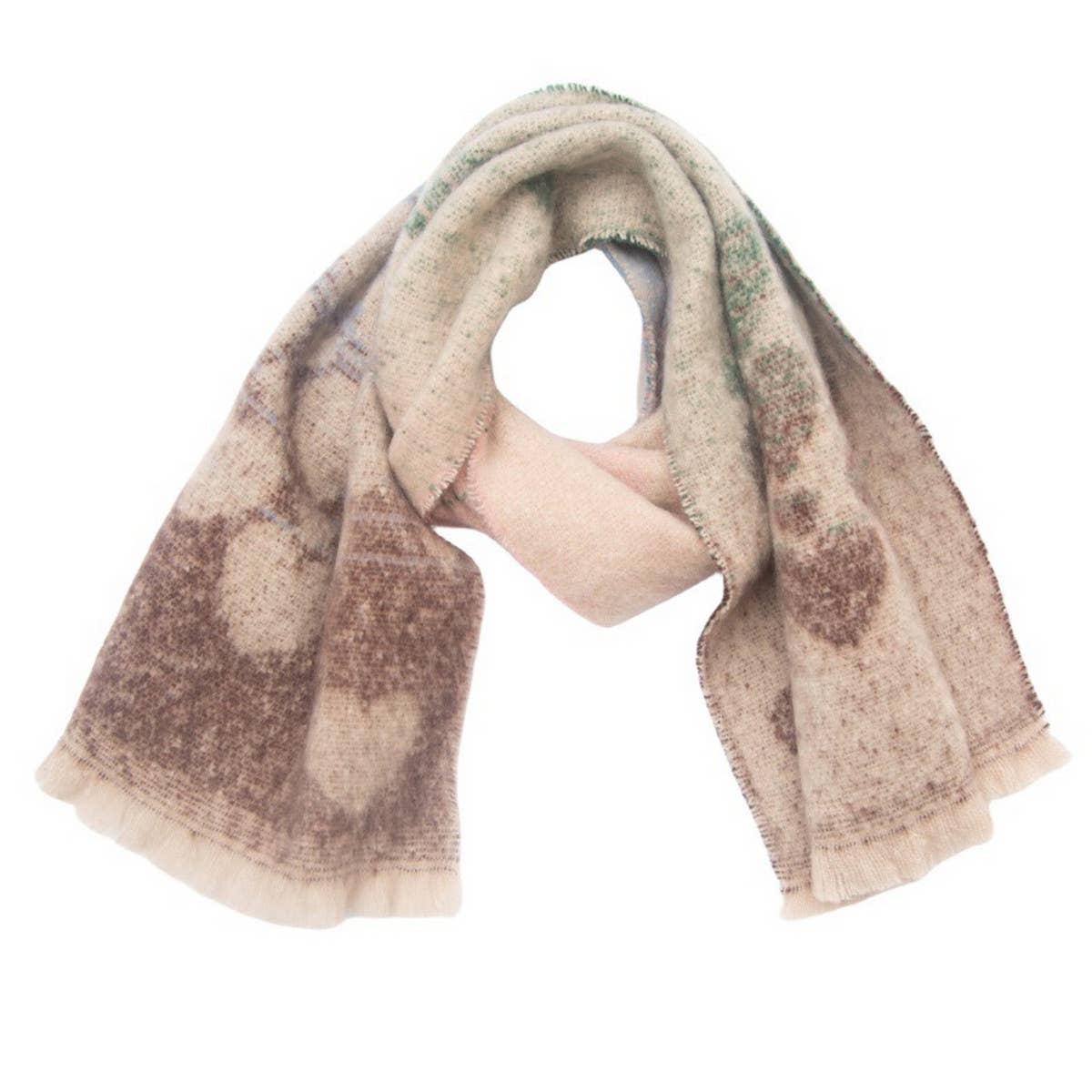 Heart Pattern Circle Yarn Scarf - Women's Wrap