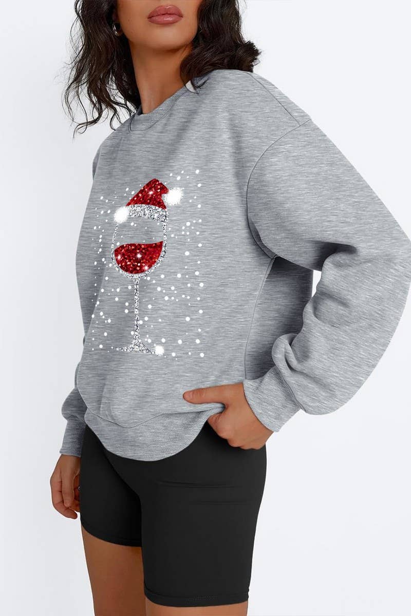 CWTBLL2464_ROUND NECK PRINTED CHRISTMAS SWEATSHIRT