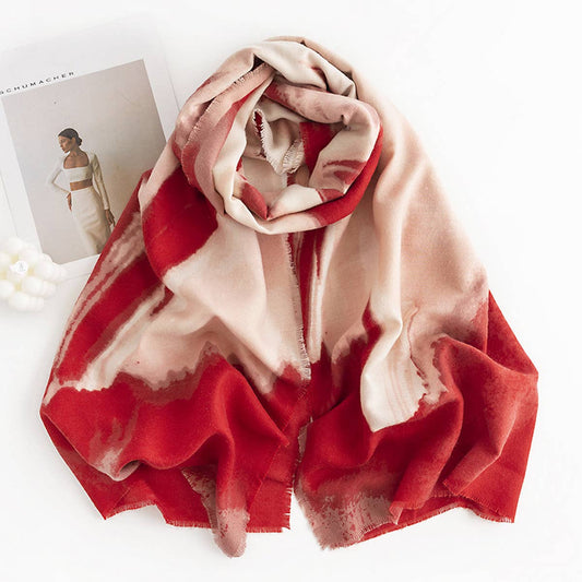 Gradient Ombre Wool Scarf ? Elegant Commuter Shawl