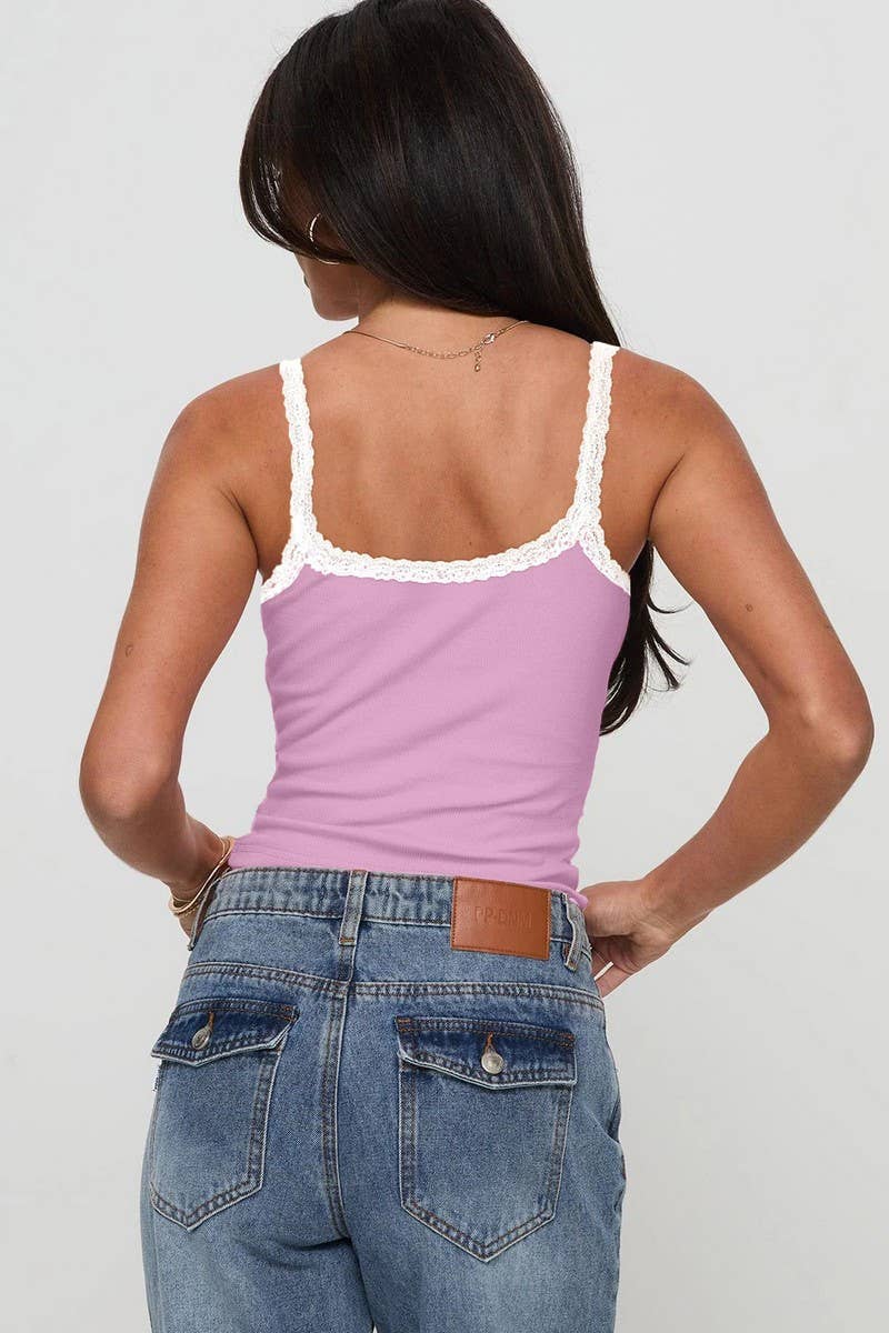 CWTTK0801_SOLID COLOR SLIM LACE CAMISOLE