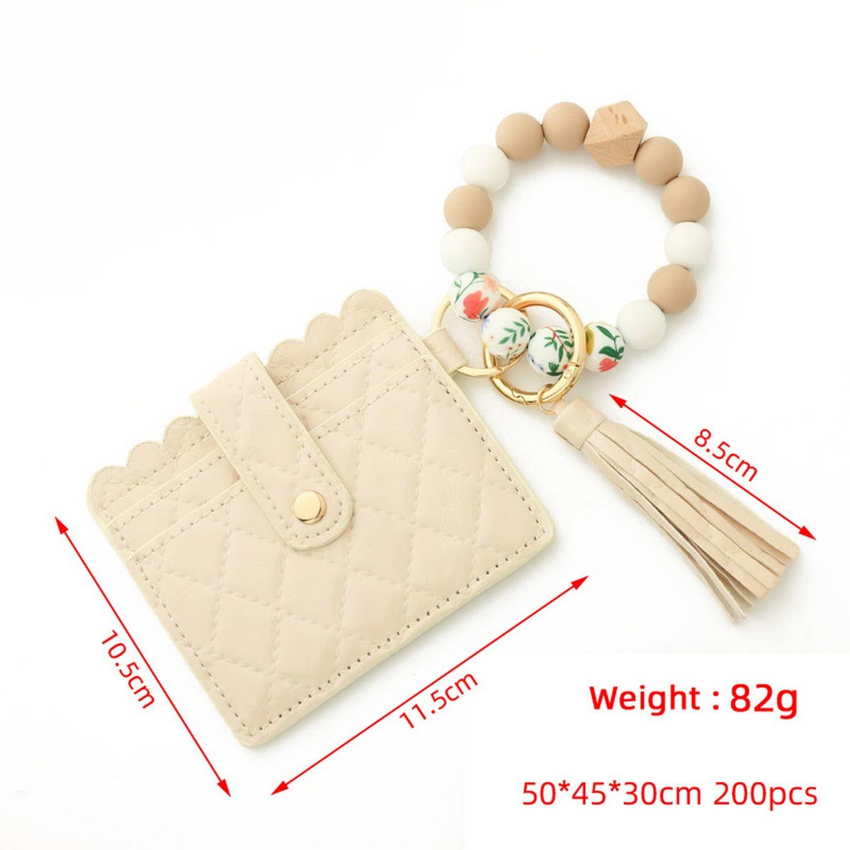 Geometric Beaded Wallet Keychain for Women_CWAB4997