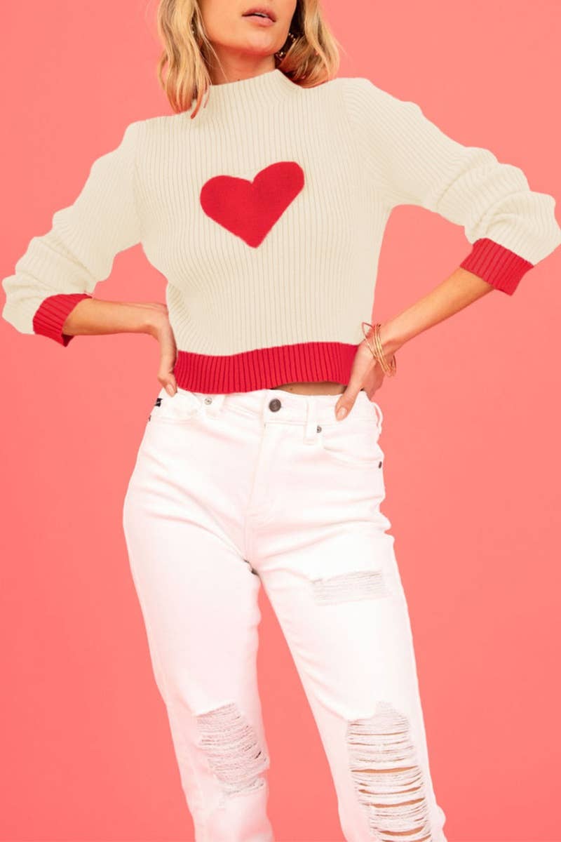 CWOSWL5856_LOVE MATCH COLOR SLIM-FIT LONG-SLEEVED SWEATER