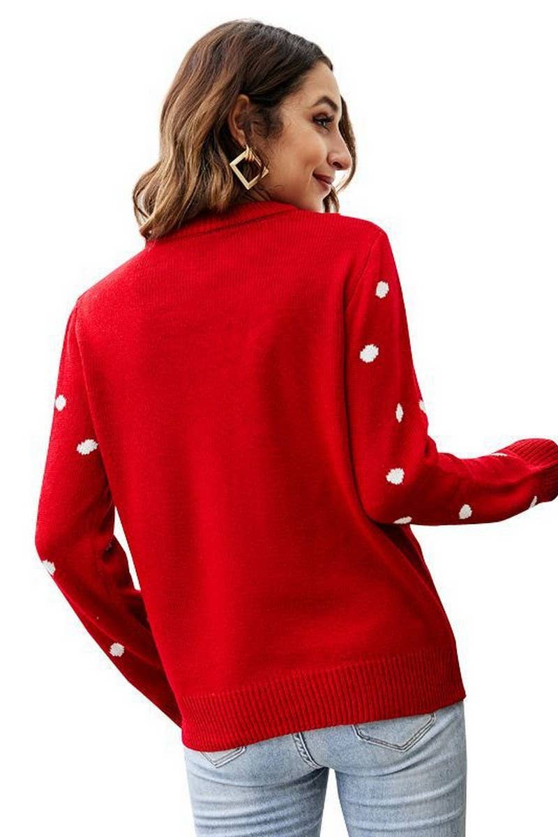 CWOSWL2488_ROUND NECK LONG SLEEVE SEQUINED CHRISTMAS SWEATER