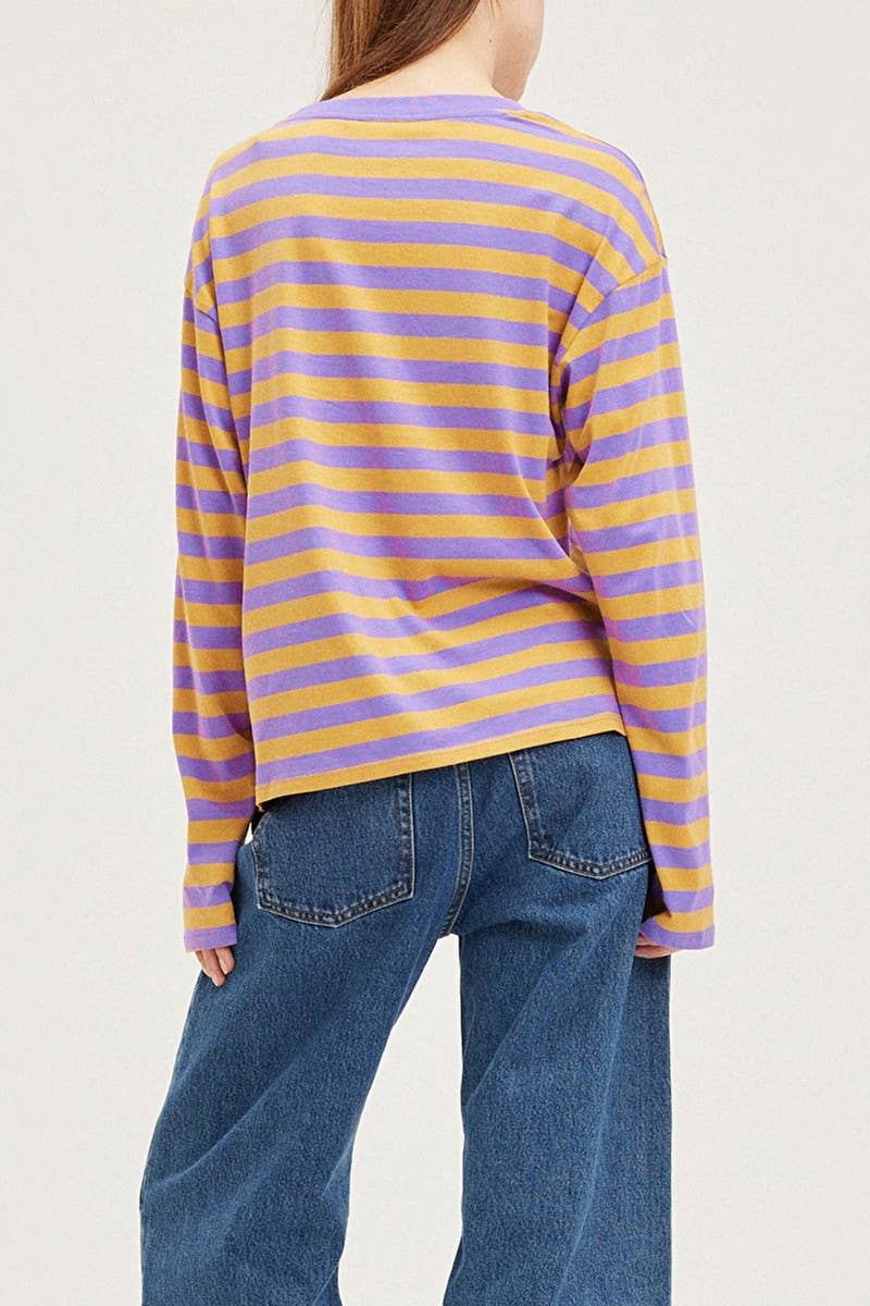 CWTBLL1623_ROUND NECK STRIPED PRINT COLOR BLOCK SWEATSHIRT