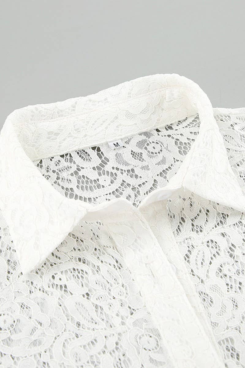 CWTSTL896_LACE HOLLOW LONG-SLEEVED SHIRT TOP