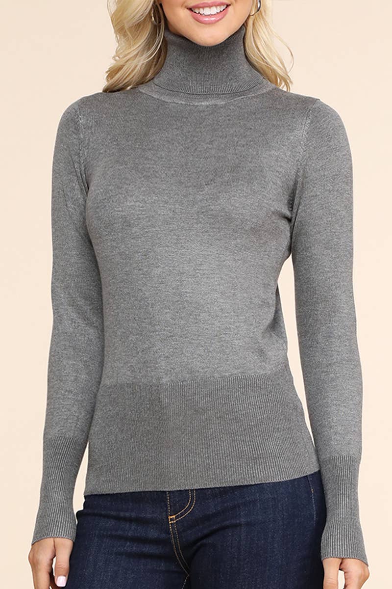 AWOSWL285_Stretch Turtle Neck Long Sleeve Pullover Sweater