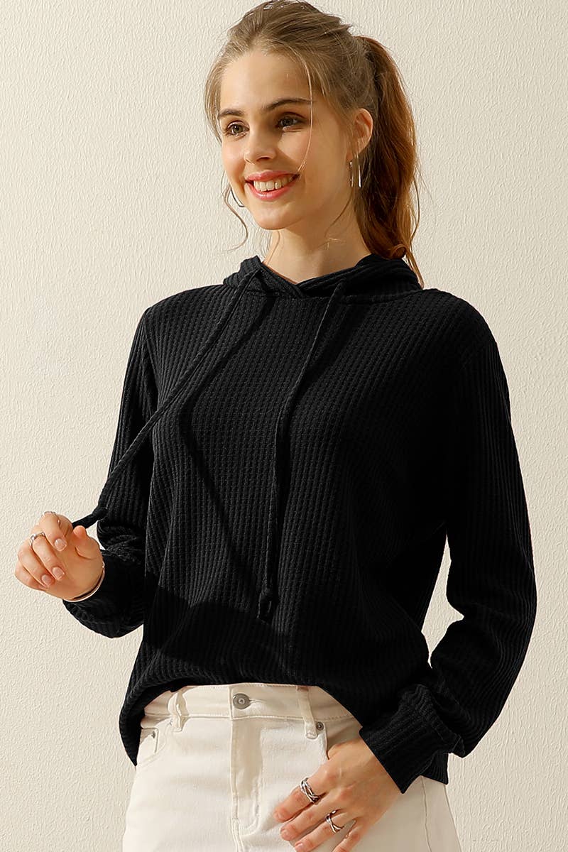 CWOHOL444-P_ PLUS SIZED HOODED WAFFLE KNIT SWEATER TOP