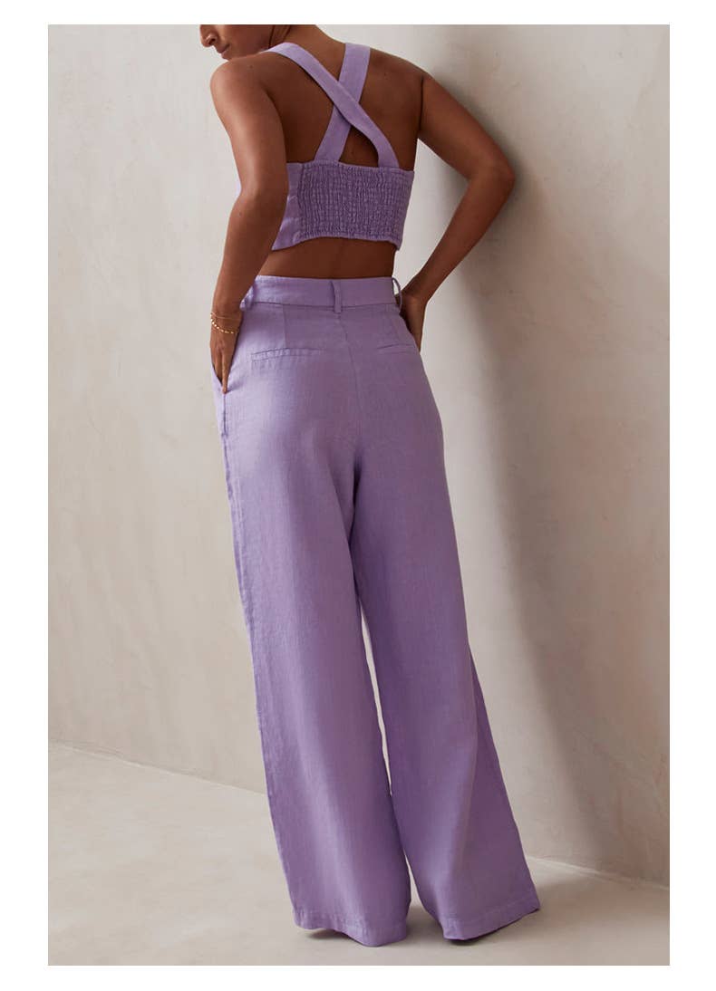 Commuter style solid color slim casual pants