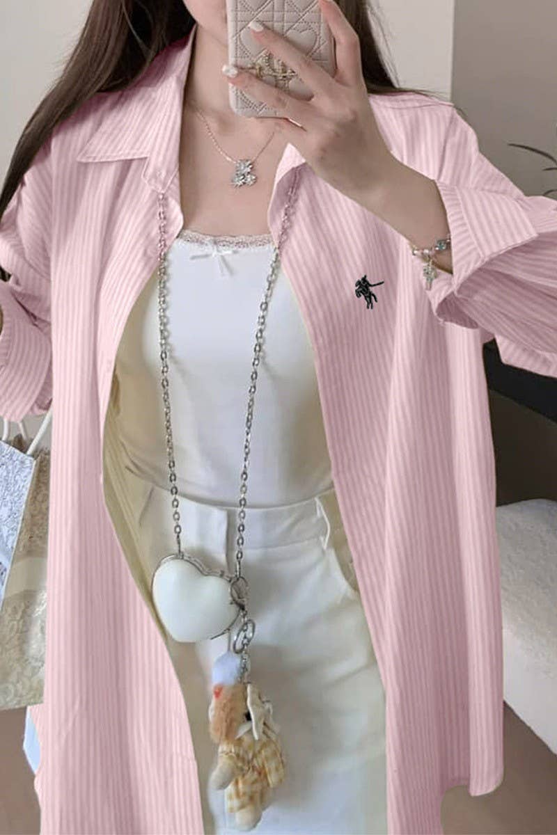 CWTSTL01002_RESORT CHIC STRIPED LONG SLEEVE SHIRT