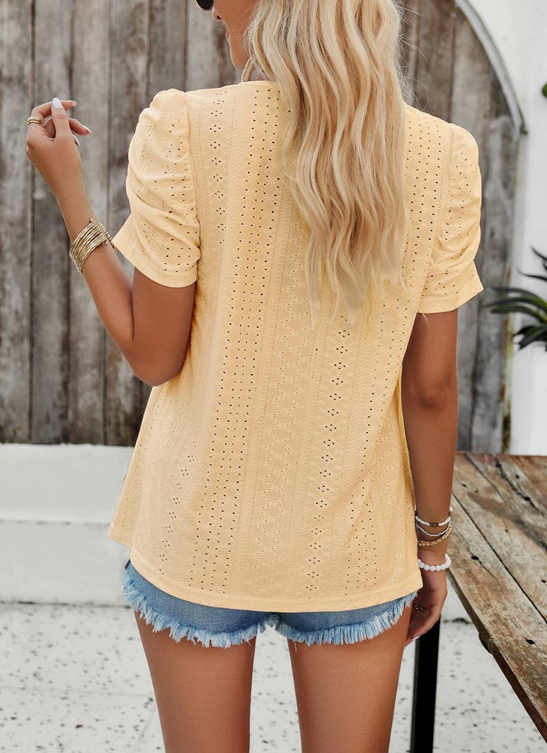 CASUAL SOLID COLOR SQUARE COLLAR SHIRT TOP