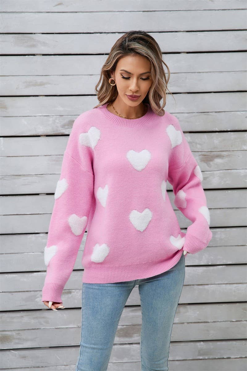 CWOSWL5785_VALENTINE'S DAY HEART LONG SLEEVE KNIT SWEATER
