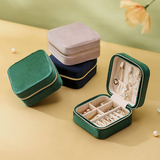 DOUBLE LAYER VELVET JEWELRY BOX STORAGE