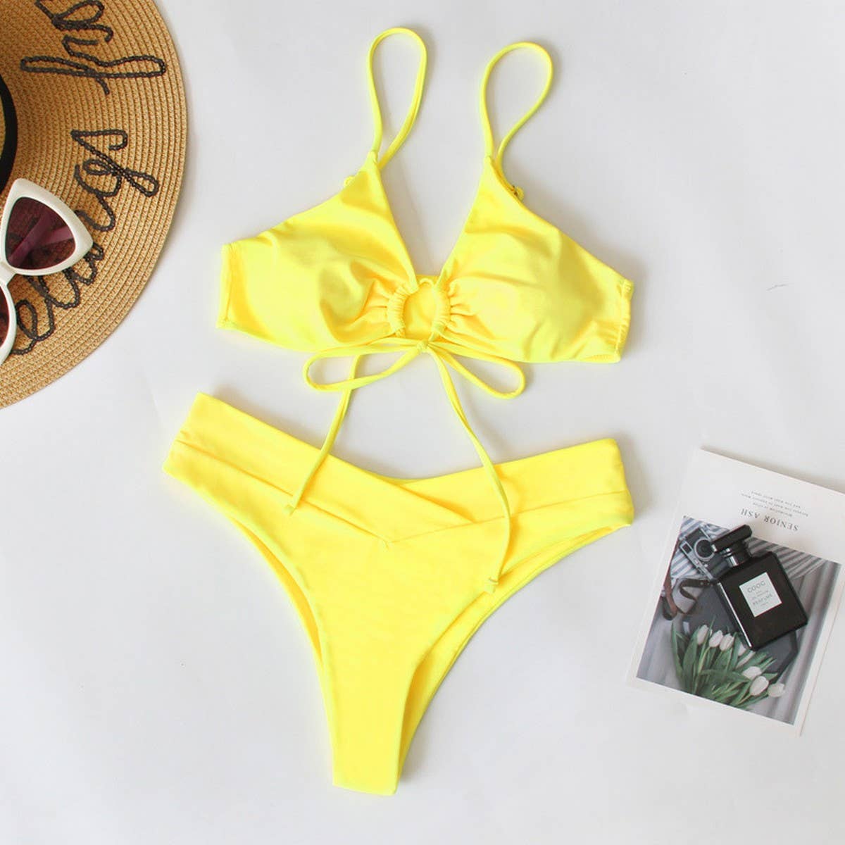Women's Tie-Front Bikini - Multi-Color Sexy Swimwea