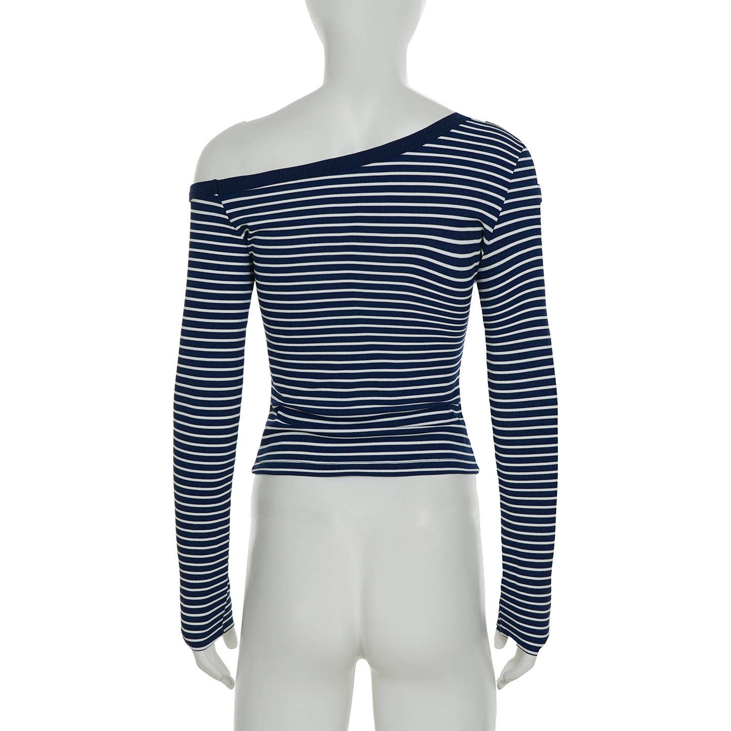 Color-blocking striped fitted long-sleeved Top