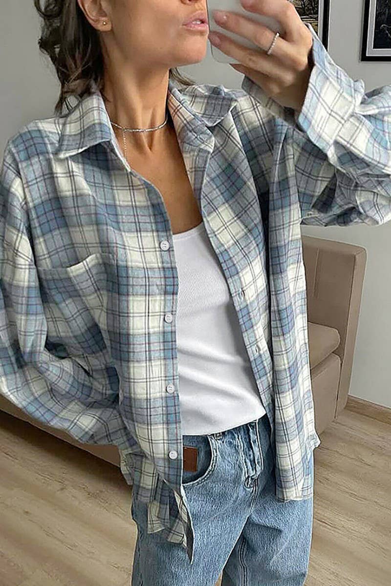 CWTSTL2599_PLAID LOOSE CASUAL LONG SLEEVE SHIRT TOP