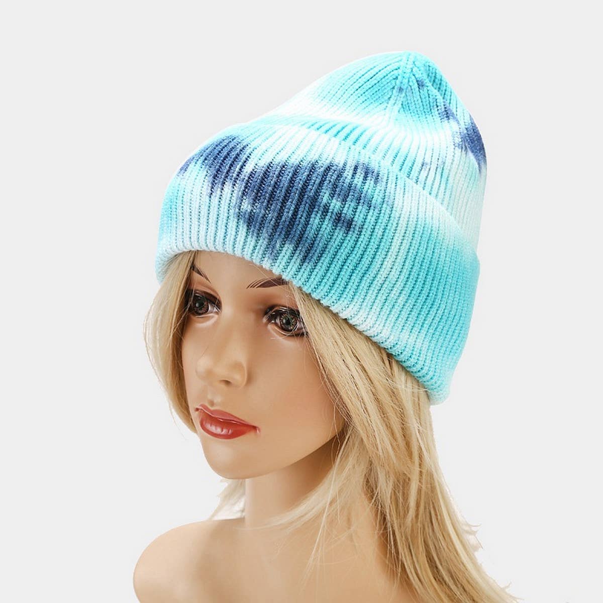 OUTDOOR WARM CURLED EDGE TIE-DYE KNITTED HAT_CWAH1593