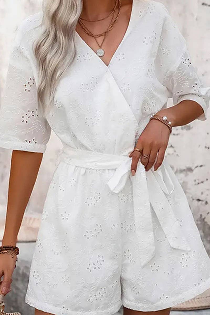 CWSBSS0060_HOLLOW WAIST SOLID COLOR CASUAL JUMPSUIT