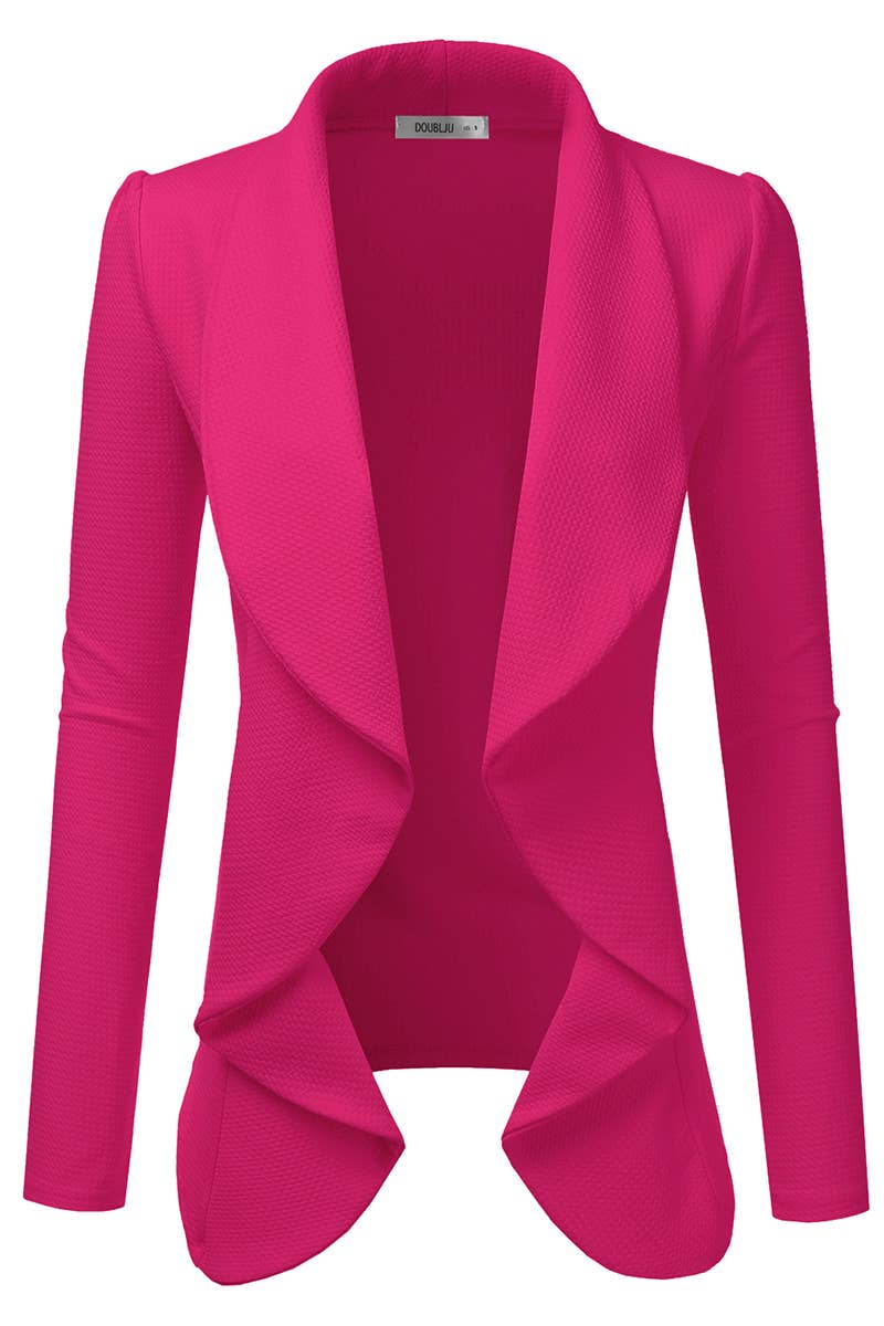 CWOBL090_Casual Work Long Sleeve Open Front Blazer