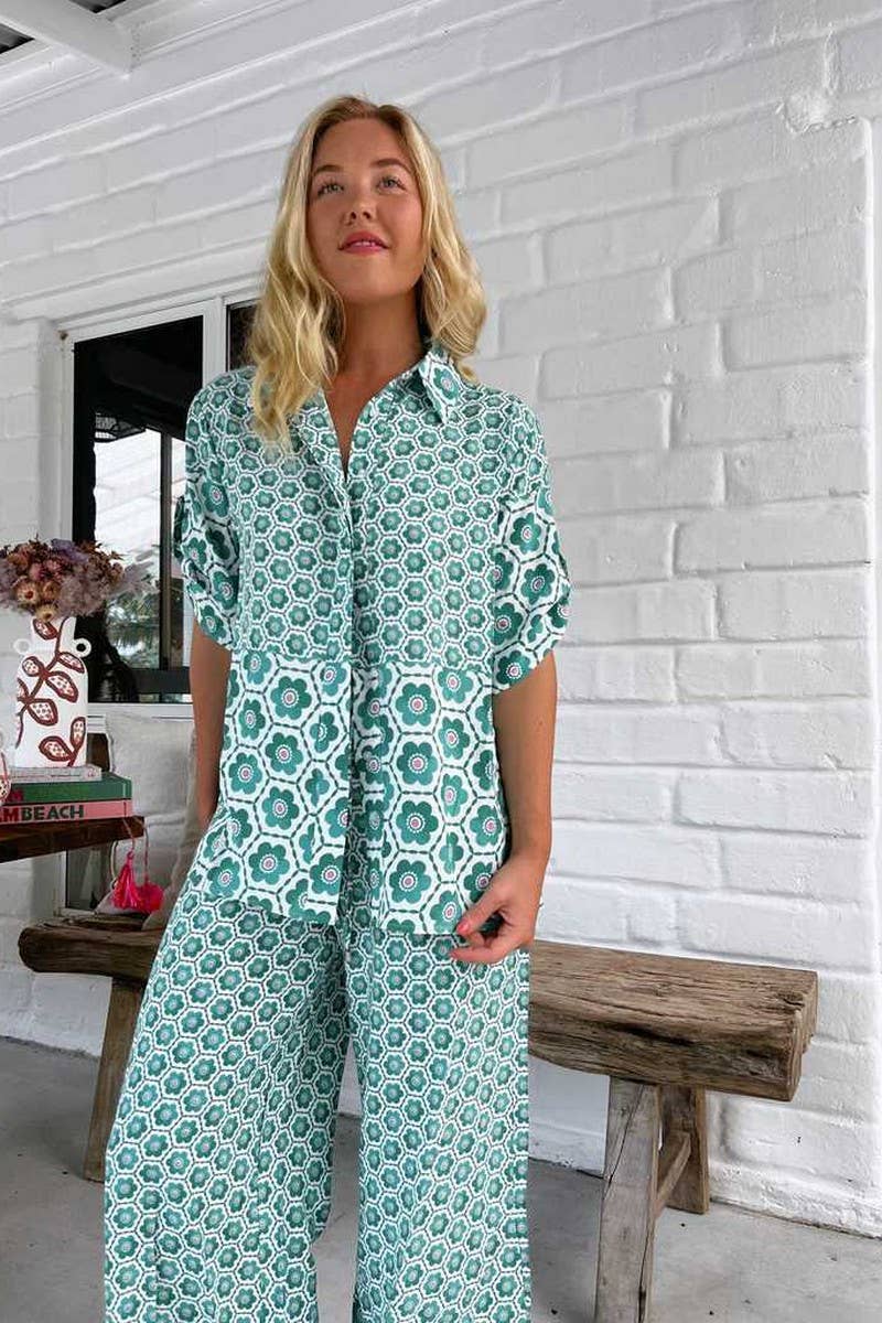 CWSTB1785_FLORAL PRINT CASUAL FASHION SHIRT SET