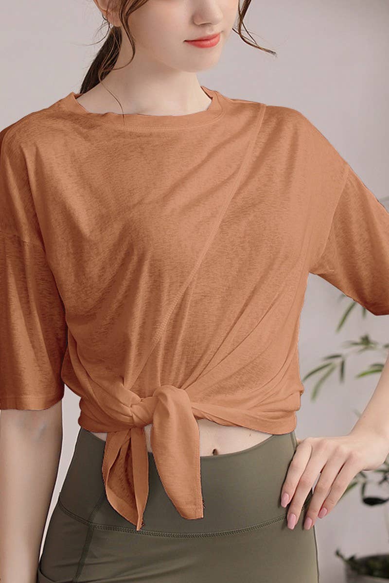 CWTSTS0393_ROUND NECK SHORT SLEEVE YOGA TOP