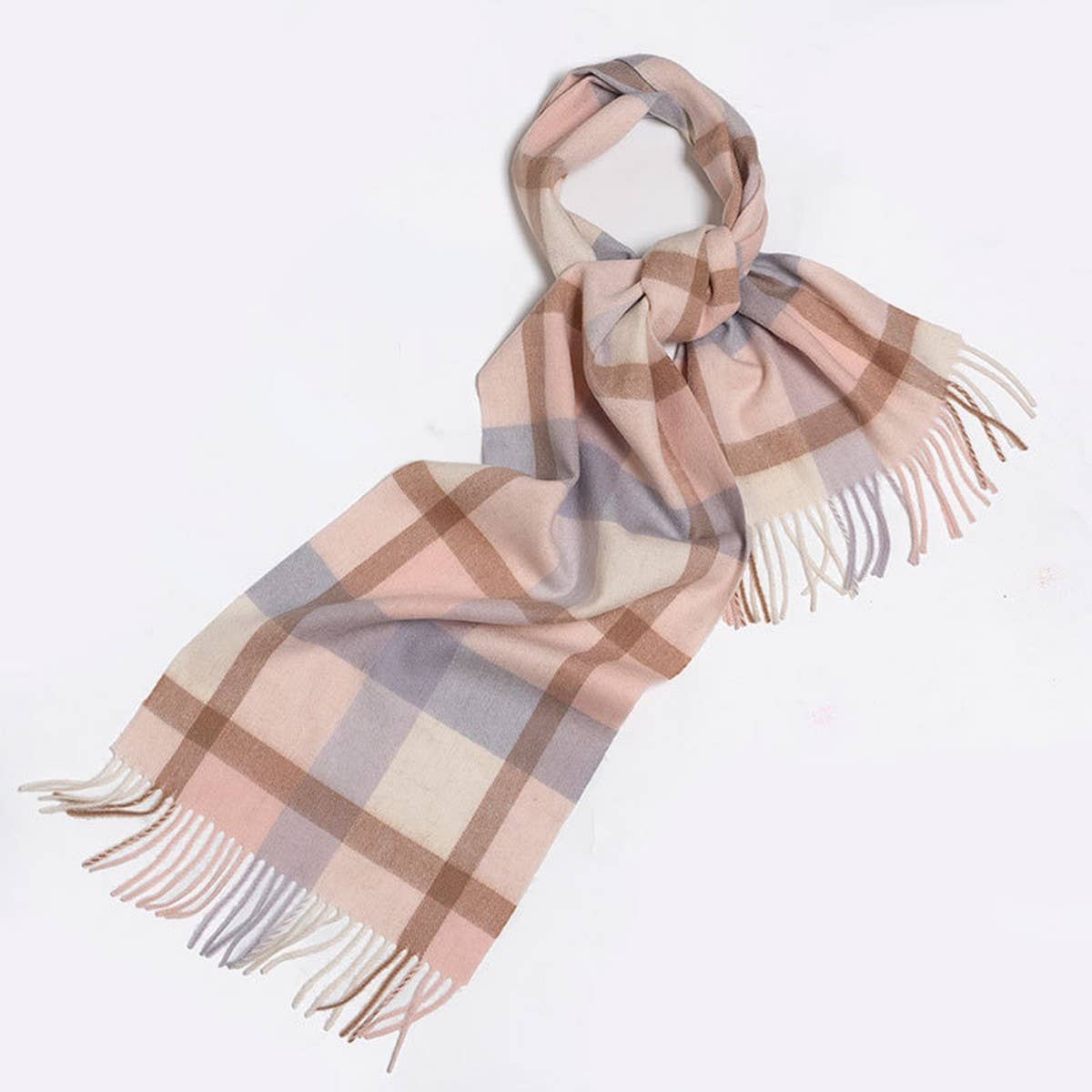 Blue Check Wool Scarf Winter Warmth Unisex Shawl_CWASC2308