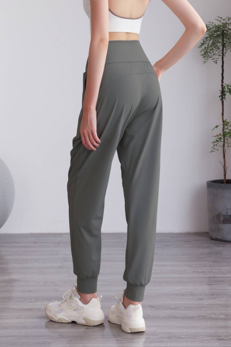 CWBMP0194_HIGH-WAISTED PLASTIC CASUAL FITNESS PANTS