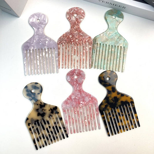 Chic Acetate Geometric Comb, Retro Long Handle_CWMM6435