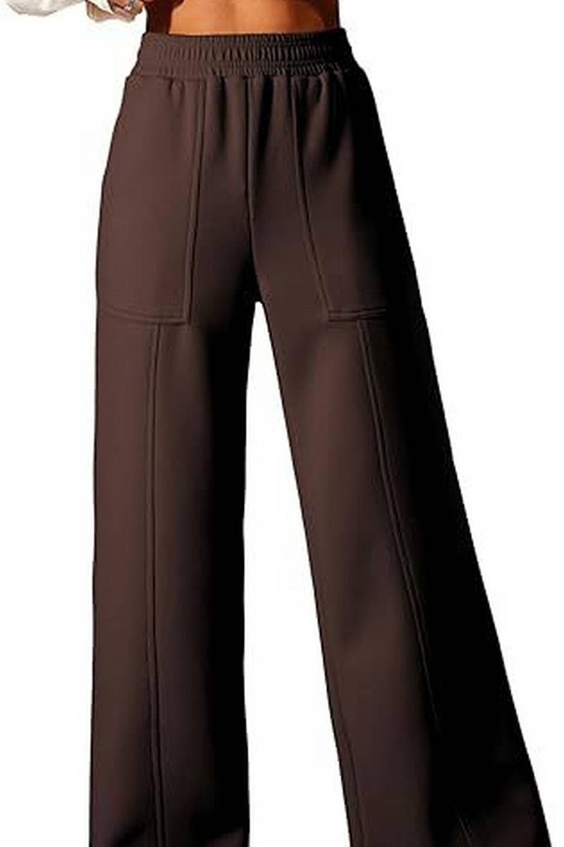 CWBLP1395_SOLID COLOR HIGH WAIST LOOSE WIDE LEG TROUSERS