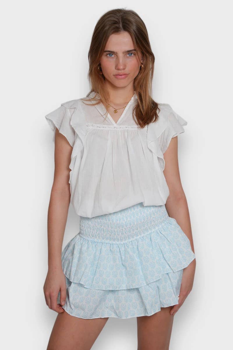 CWBSS0339_CASUAL STRIPED PRINT CAKE SKIRT