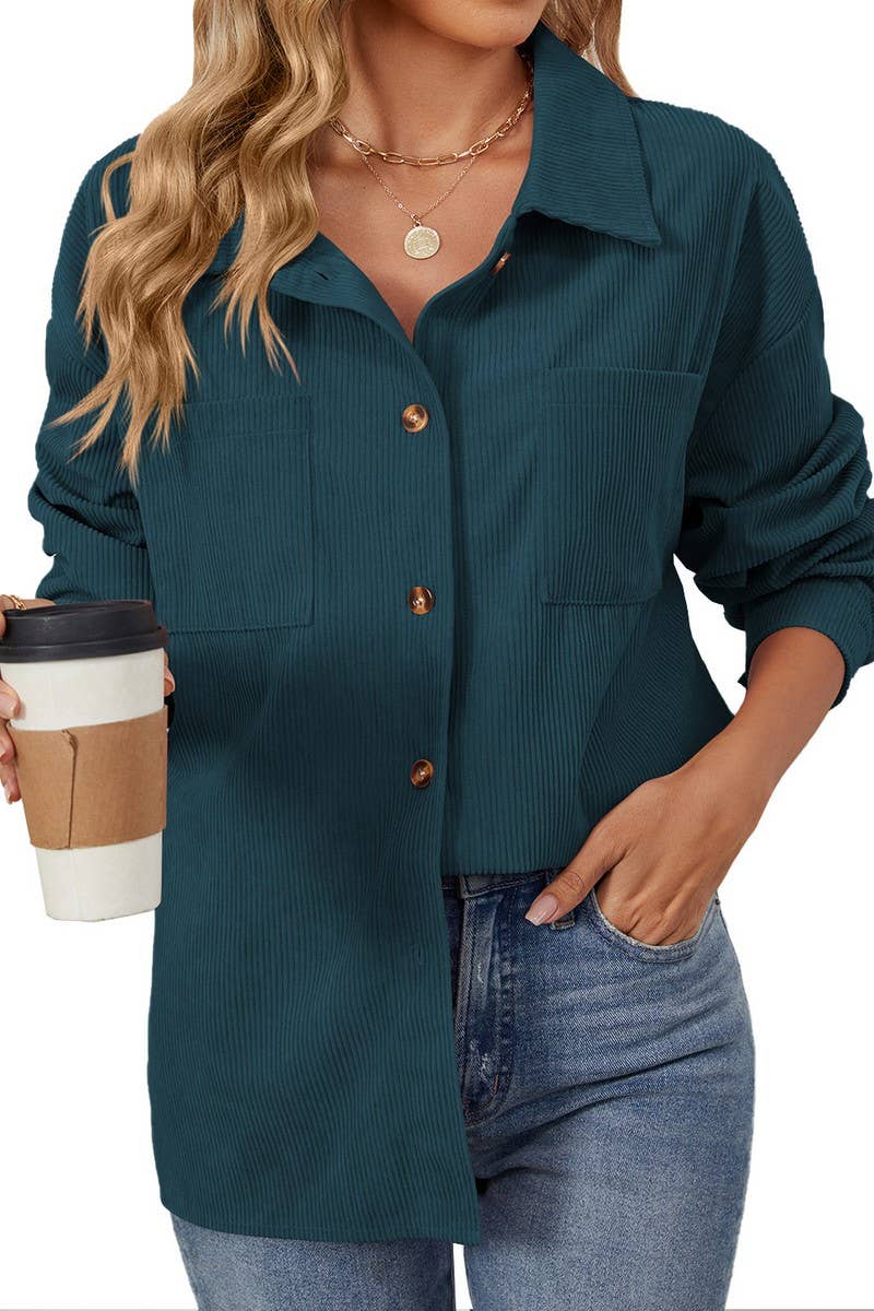 CWOBL0187_COLLAR POCKET COLLAR SOLID COLOR SPLICING SHIRT